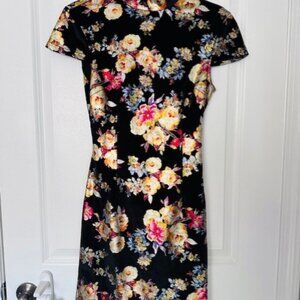 I. AM. GIA Metallic gold floral mini dress w/collar and lace up back SZ SMALL